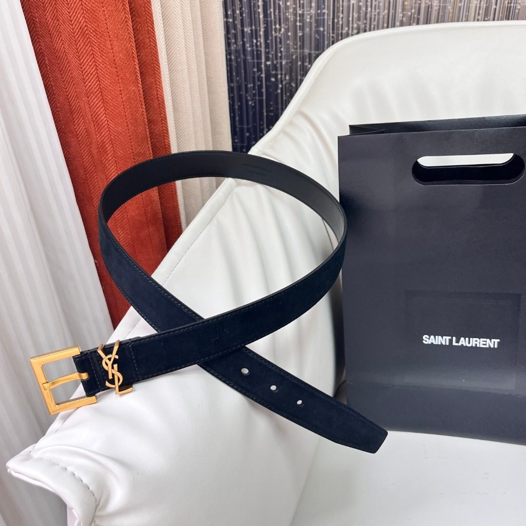 Saint Laurent YSL Suede Leather Belt