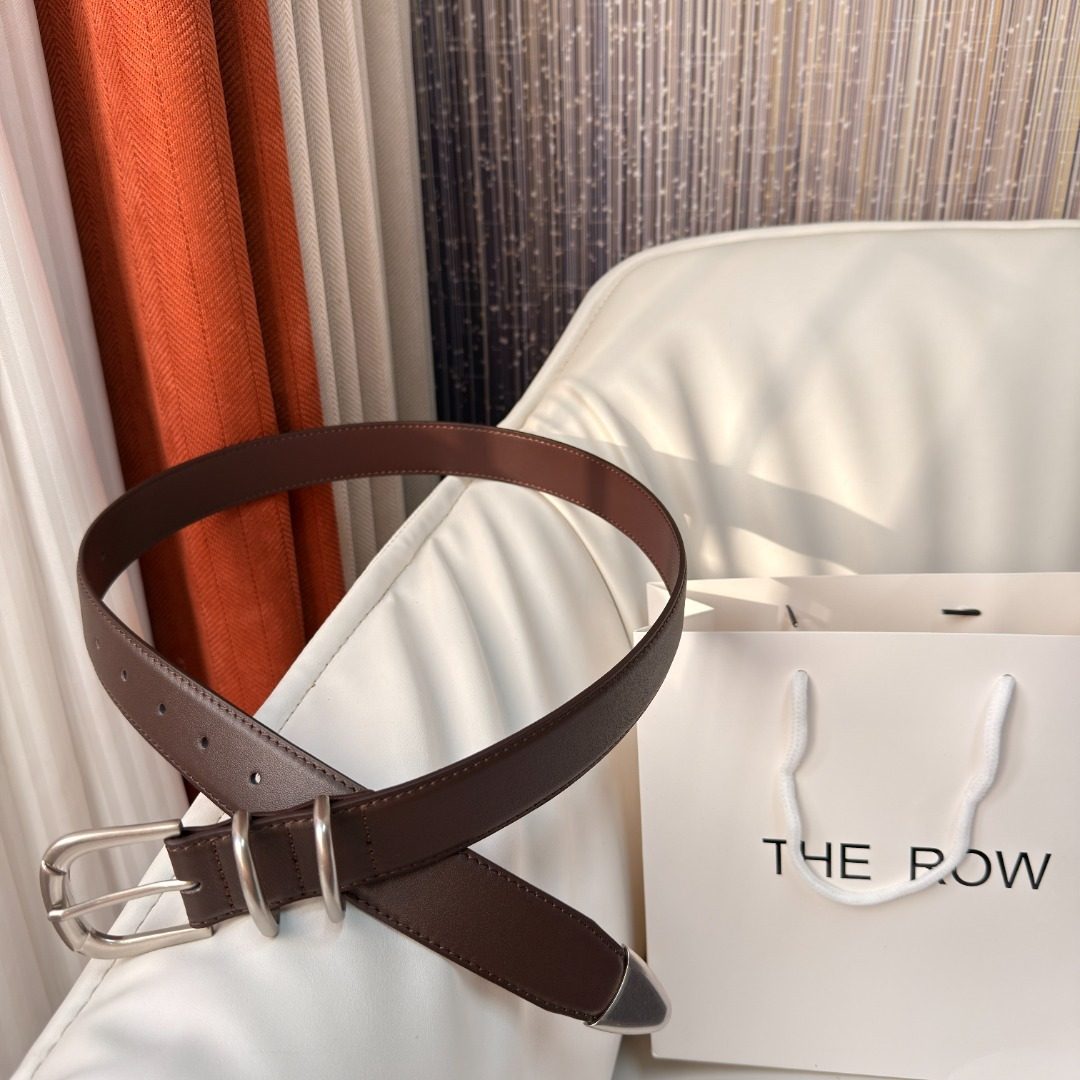 The Row Leather Belt with Silver Buckle