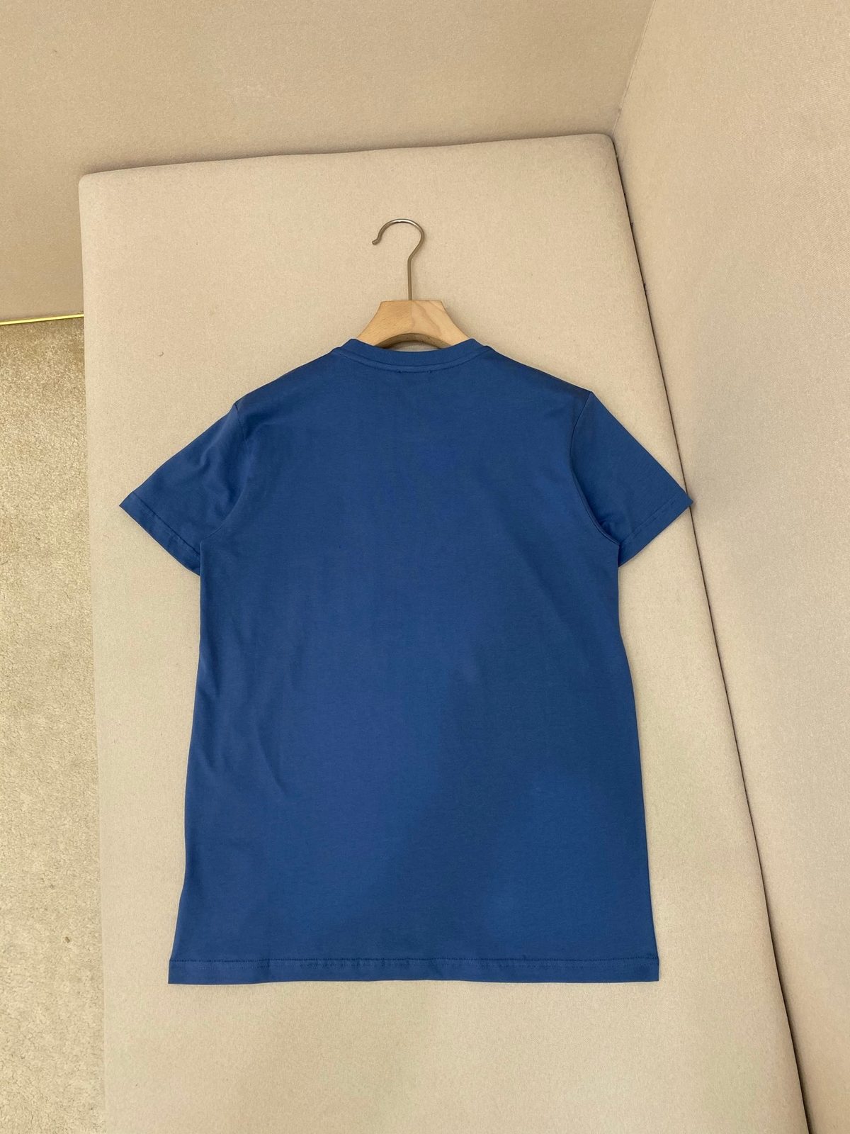 Moncler Blue Crewneck T-Shirt with Denim Pocket