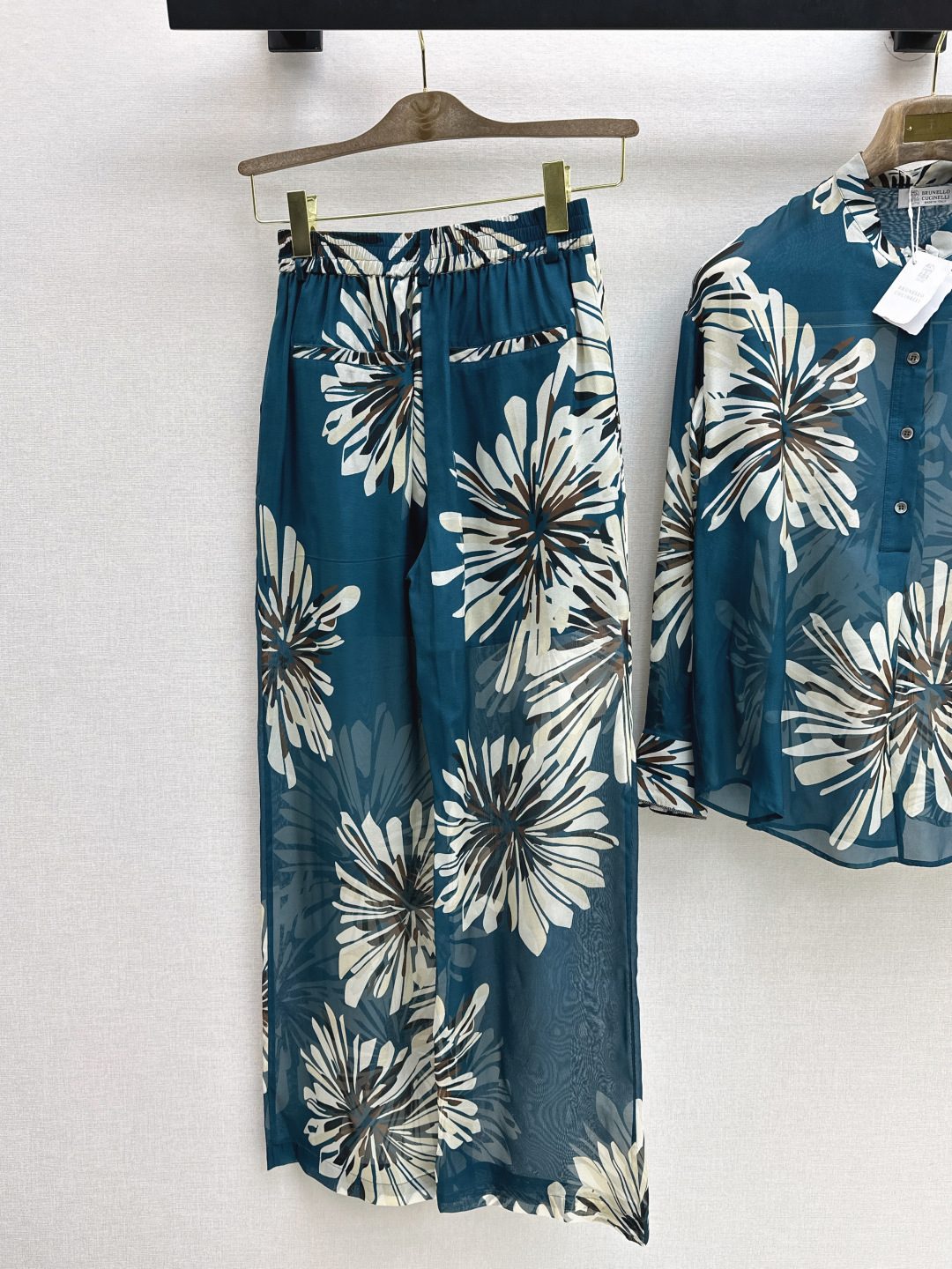 Floral Print Linen Drawstring Trousers