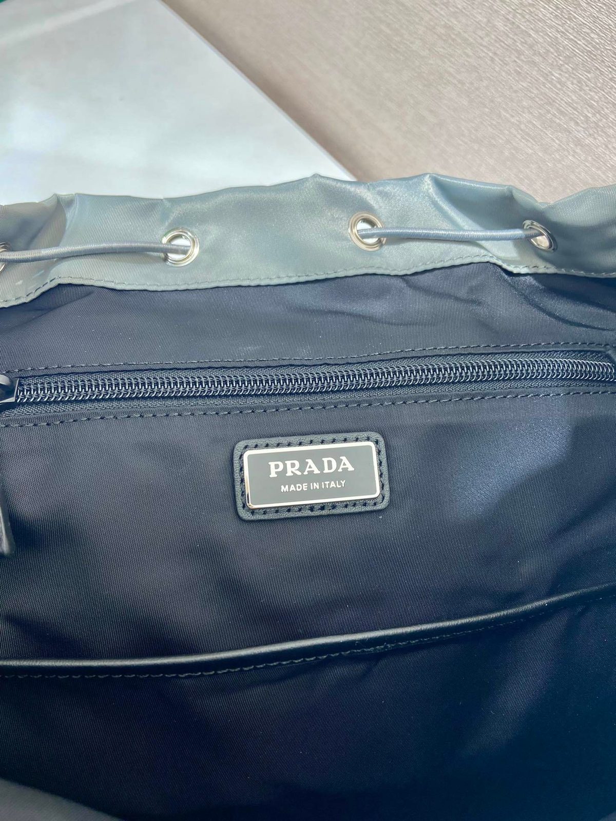 Prada Nylon Bucket Bag Light Blue