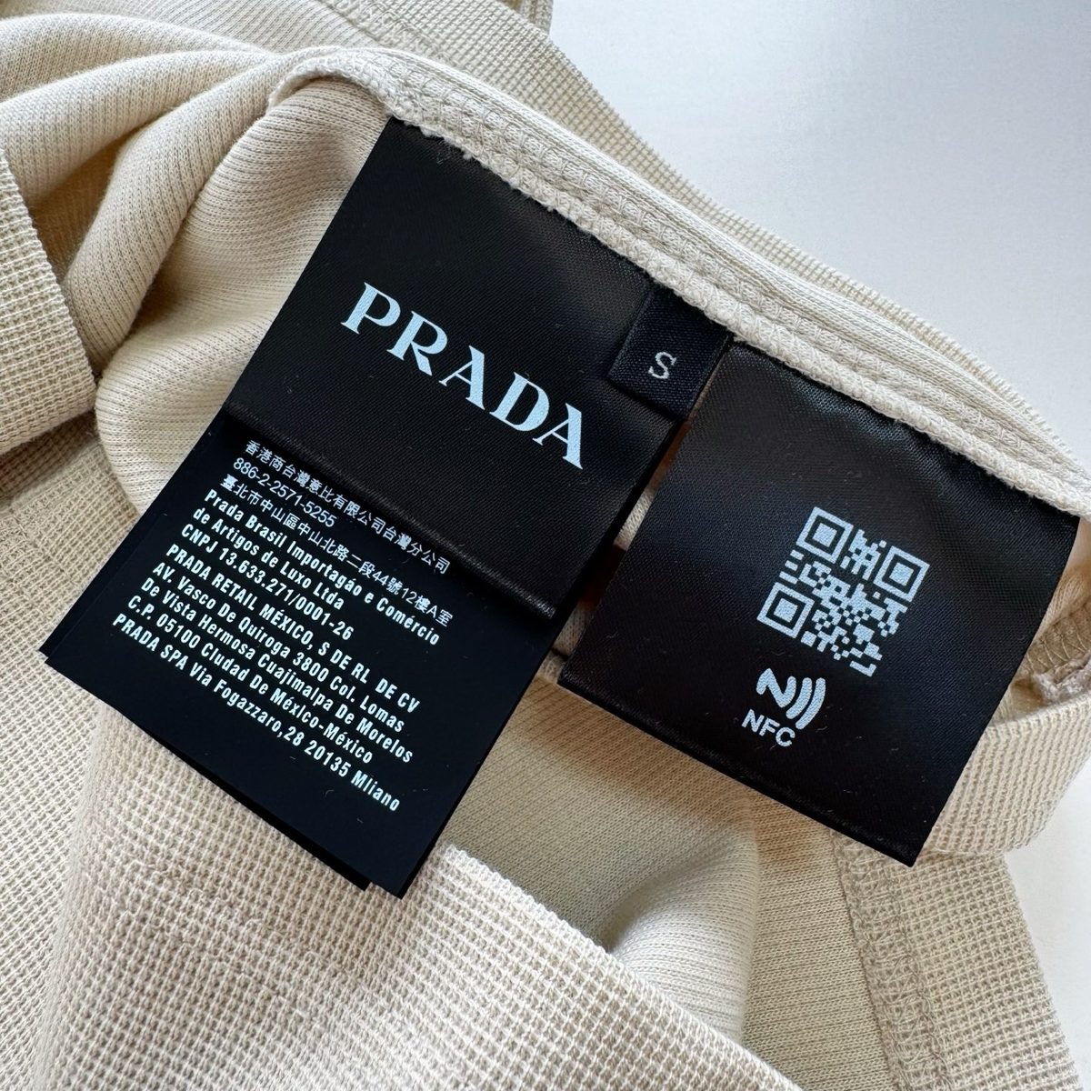 Prada Cream Knit Crewneck T-Shirt