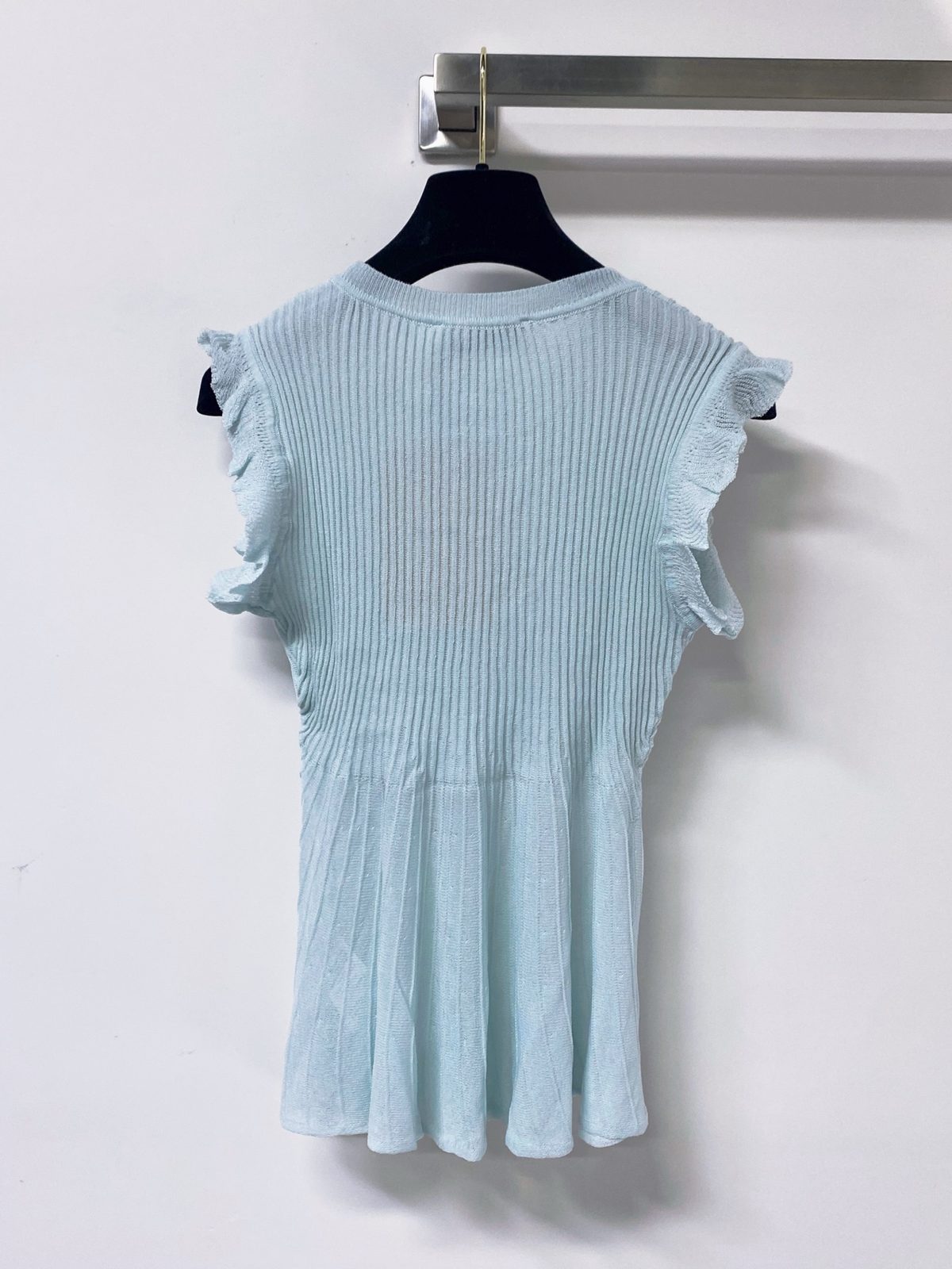 Miu Miu Ribbed Cotton-Wool Ruffle Dress