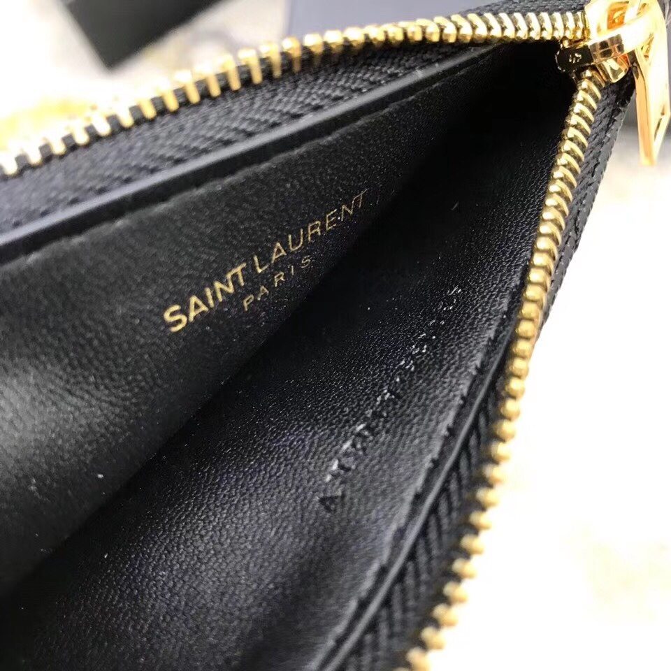 Saint Laurent Black Leather Zip Wallet