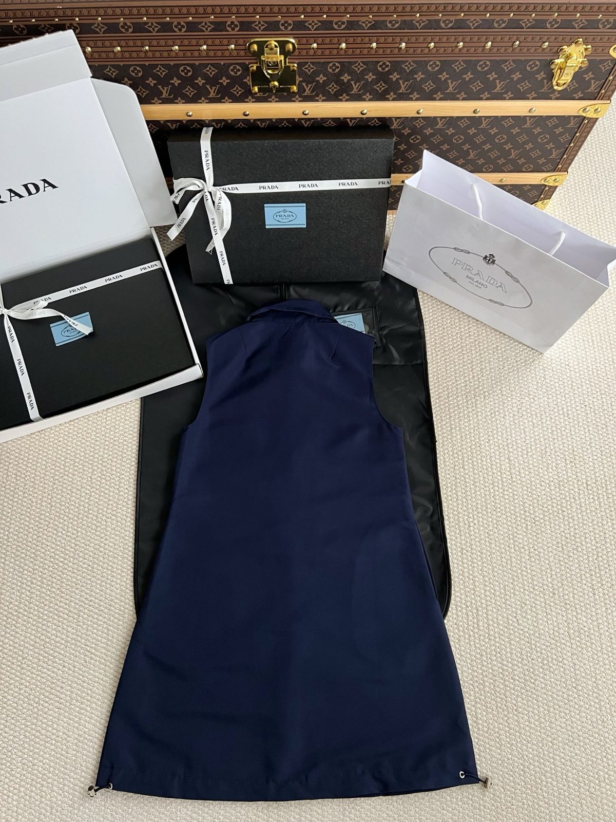 Prada Navy Technical Nylon Skirt