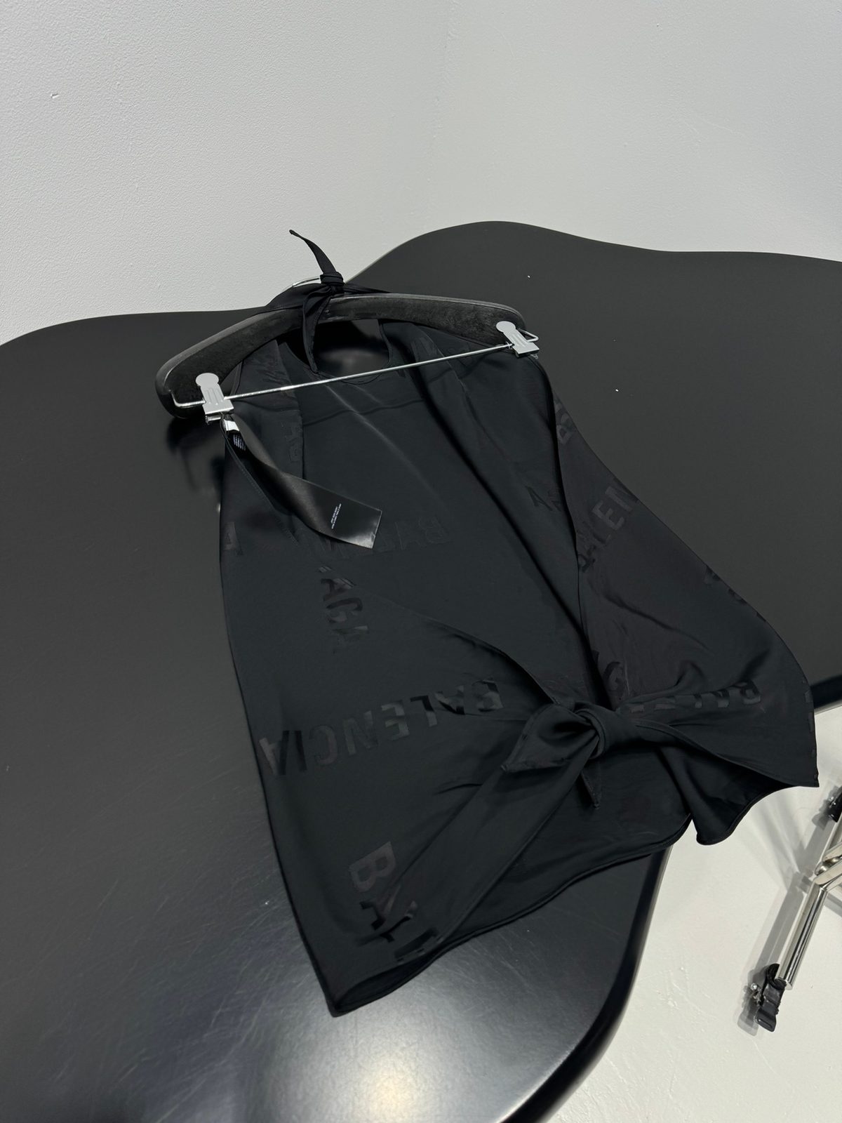 Black Nylon Oversized Button-Up Shirt