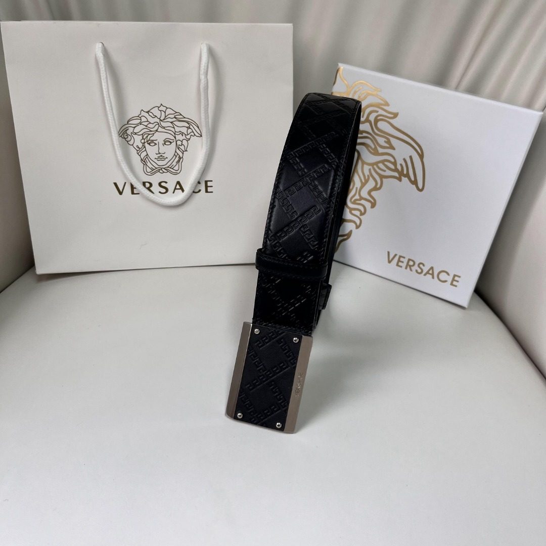 Versace Medusa Embossed Leather Belt