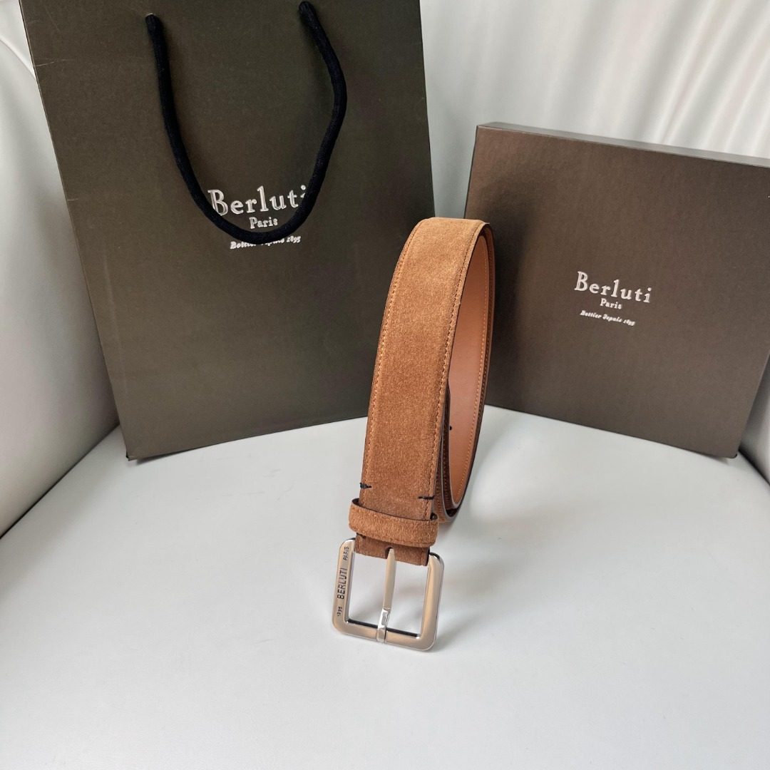 Berluti Leather Belt Caramel Brown