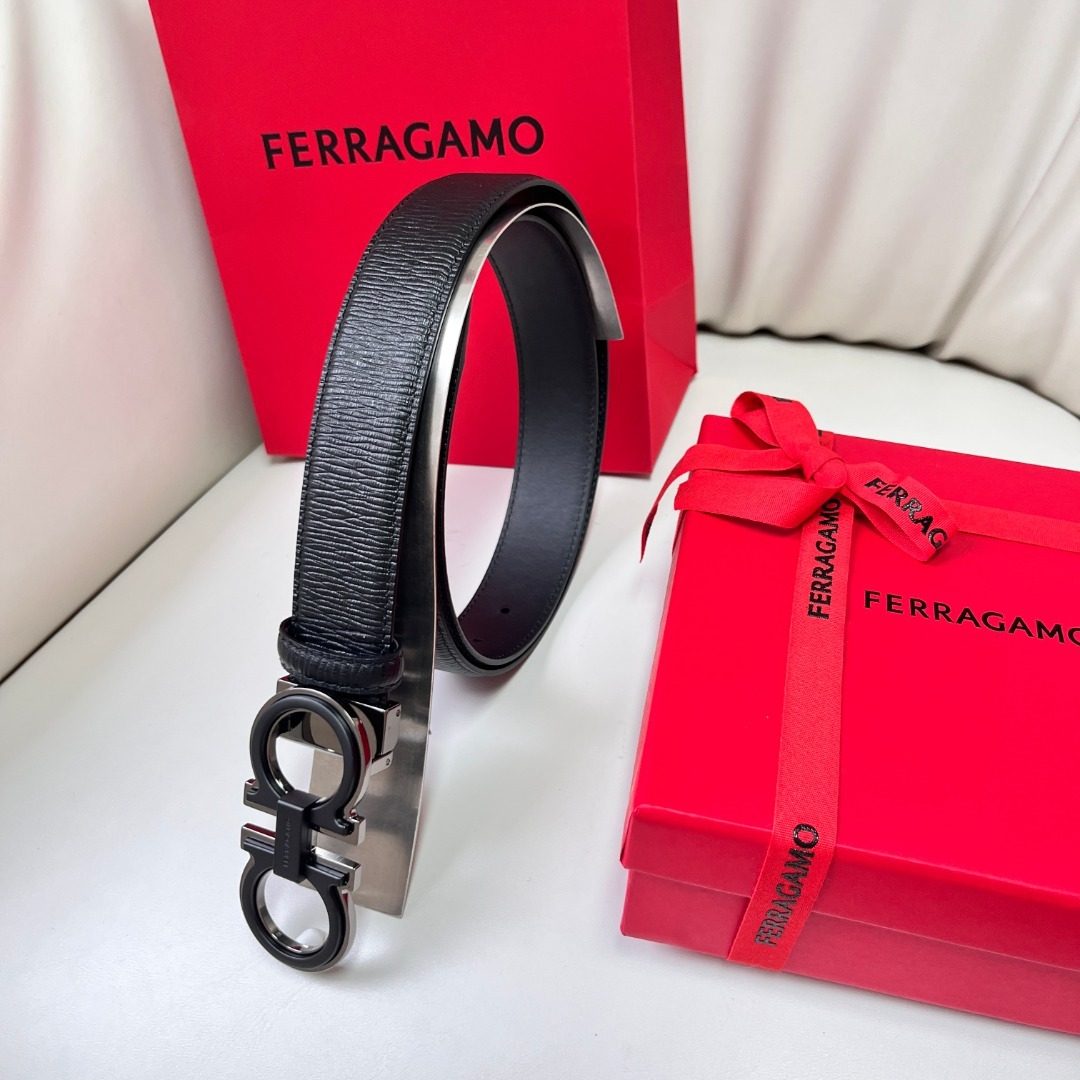 Ferragamo Textured Leather Men's Belt