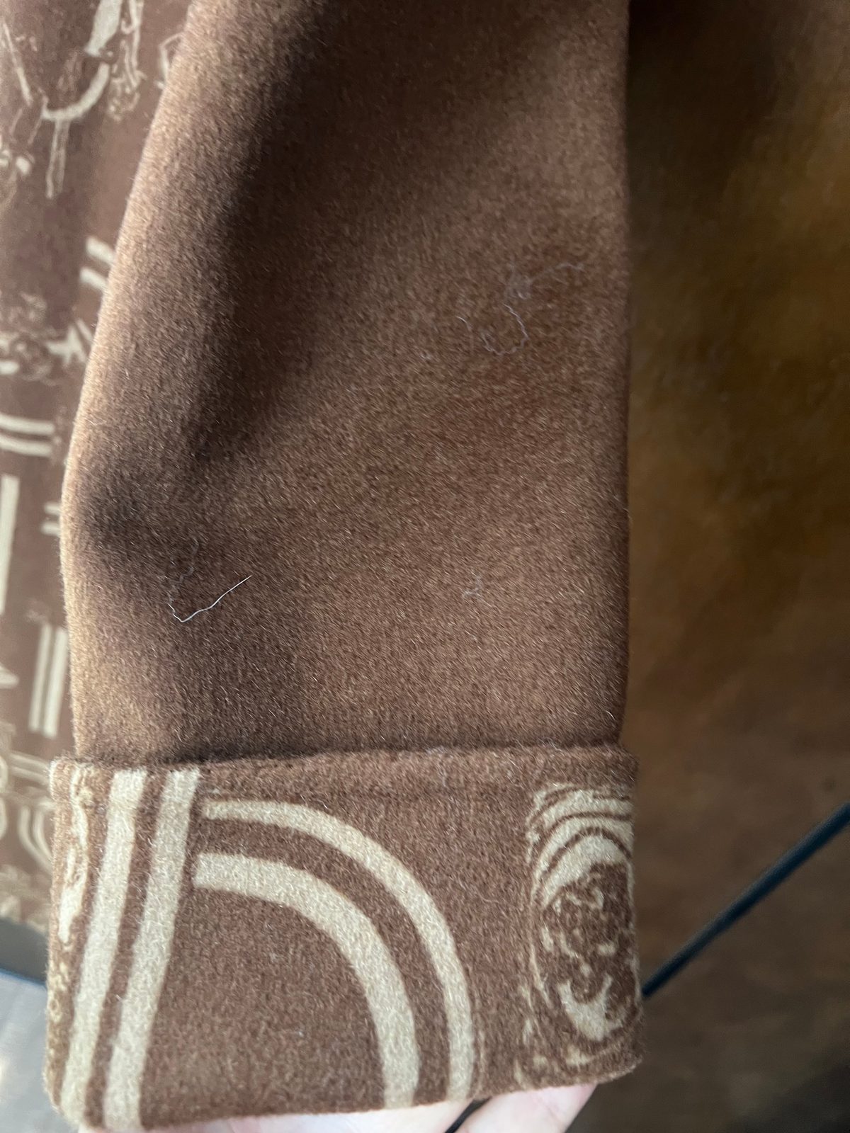 Luxury Brown Wool Hooded Coat with Decorative Trim