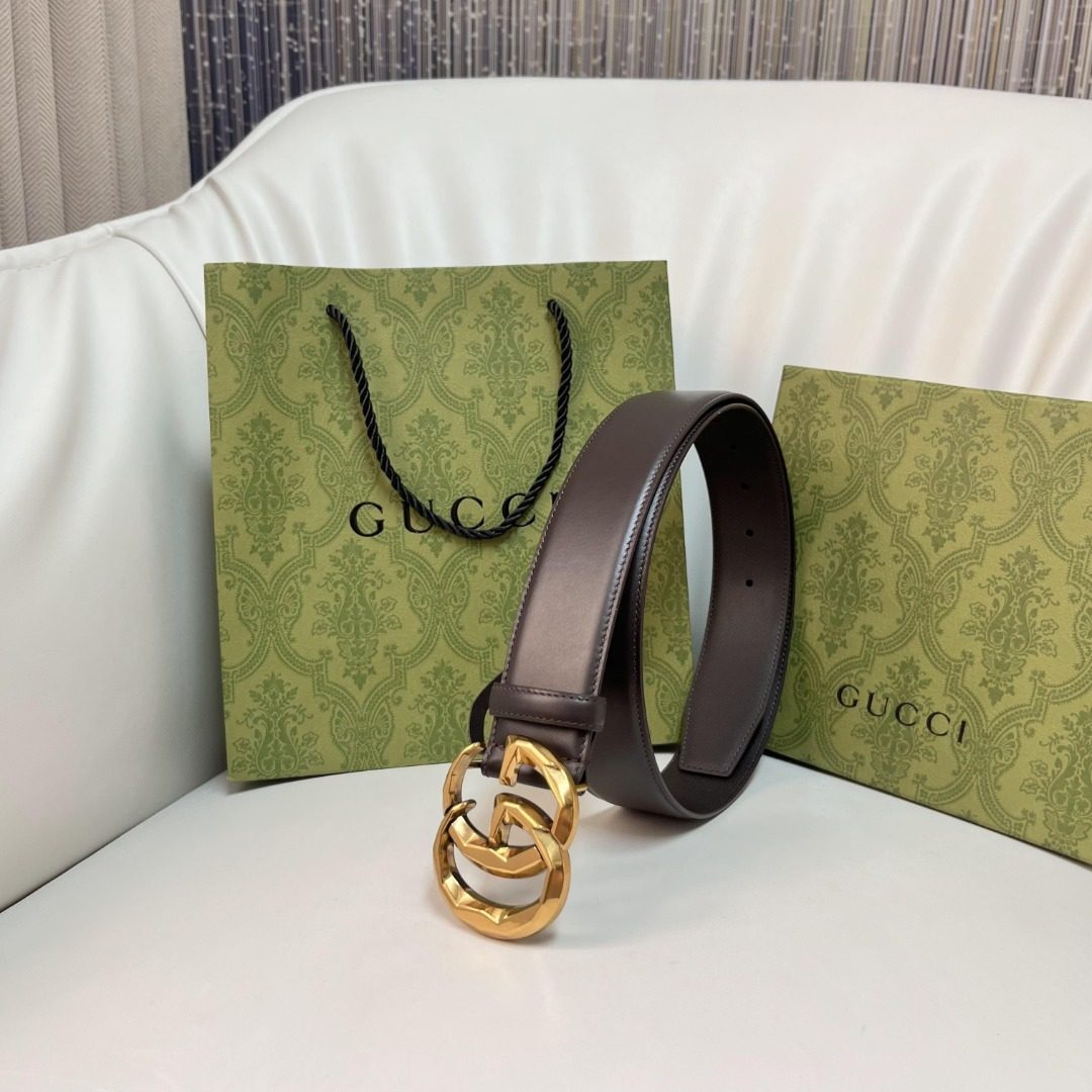 Gucci GG Marmont Leather Belt Brown