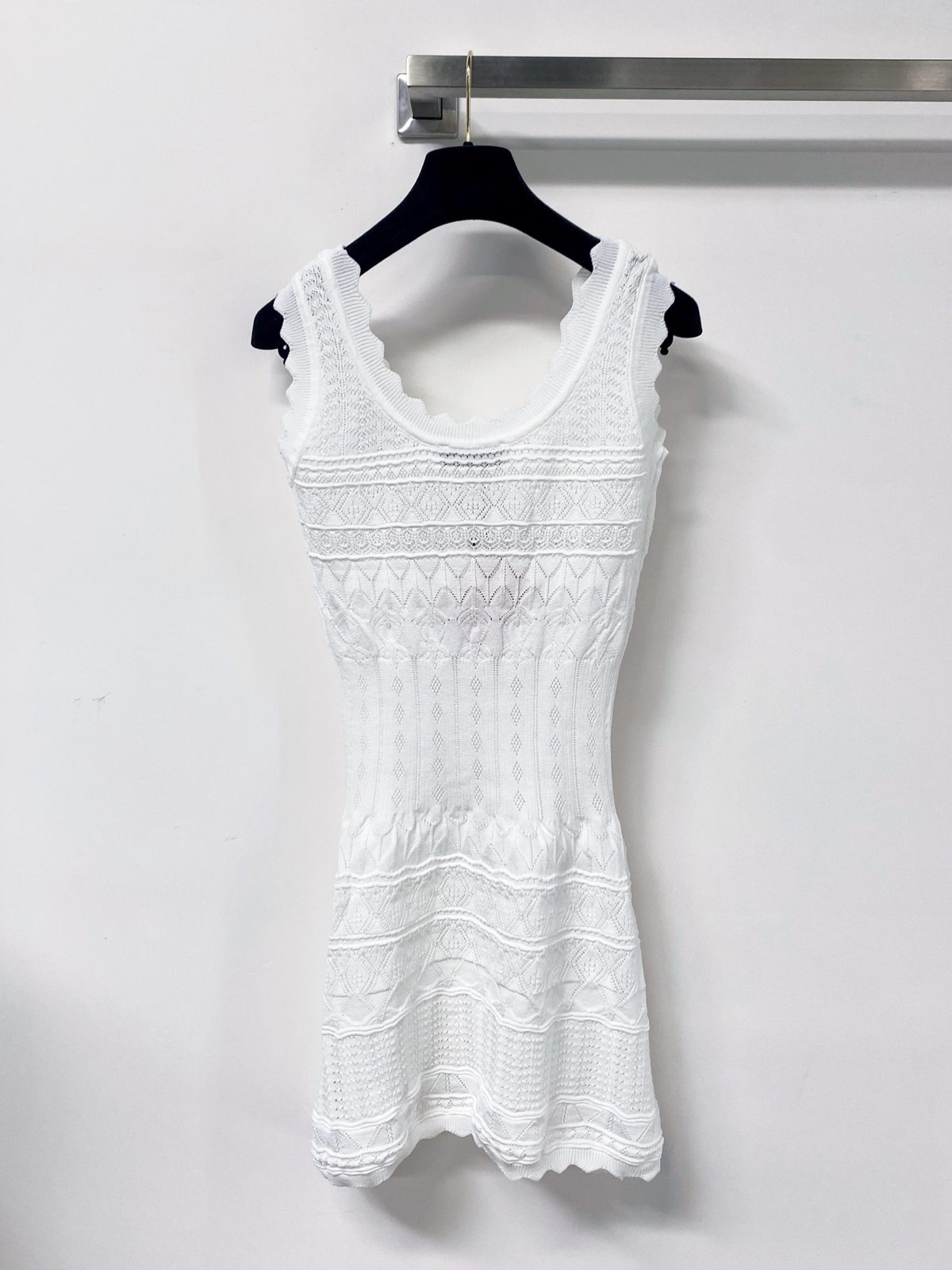 White Knit Cable Sleeveless Tank Top