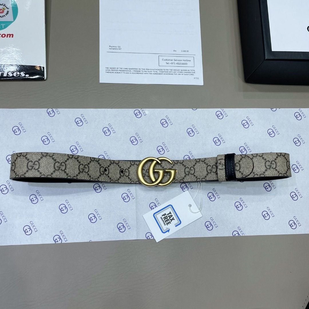 Gucci GG Monogram Canvas Belt with Double G Buckle