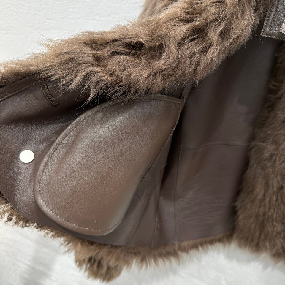 Fur-Lined Leather Jacket with Removable Collar
