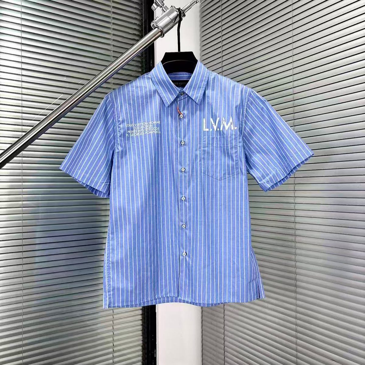 LVM Striped Short Sleeve Button-Up Shirt