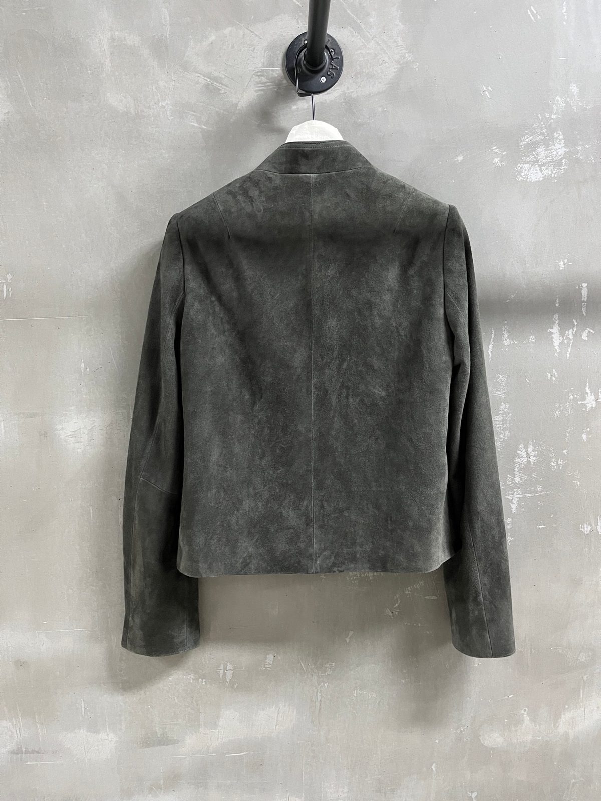 Charcoal Suede Cropped Blazer Jacket