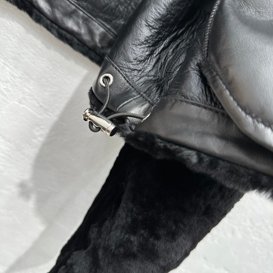 Prada Black Fur Lined Leather Jacket