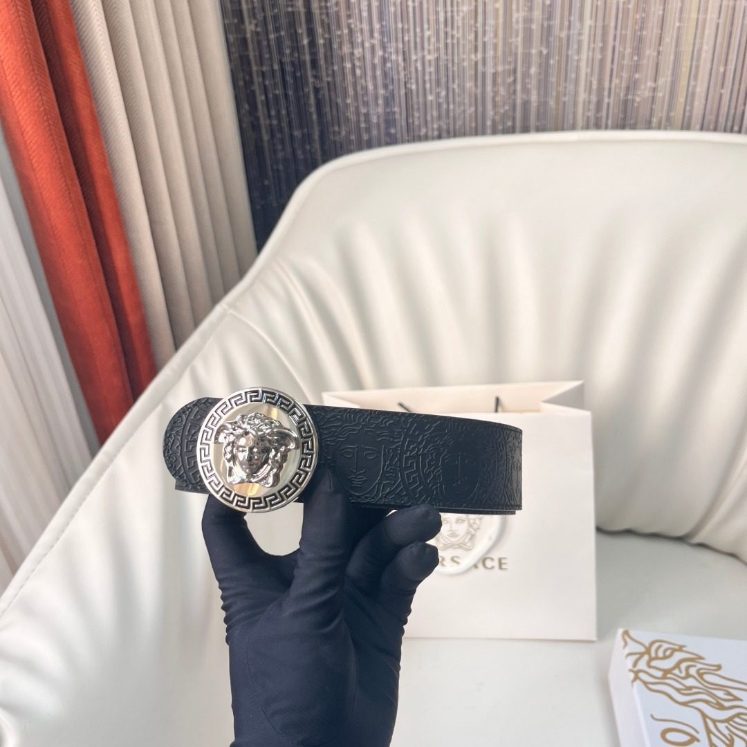 Versace Medusa Embossed Leather Belt