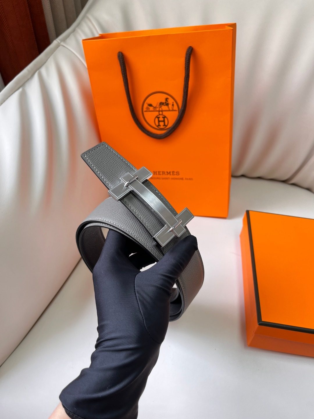 Hermès H Buckle Reversible Leather Belt
