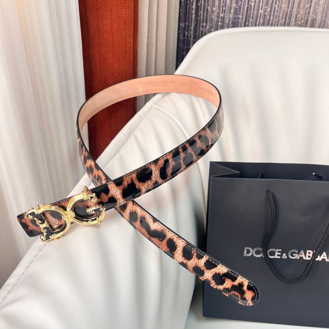 Dolce & Gabbana Leopard Print Leather Belt
