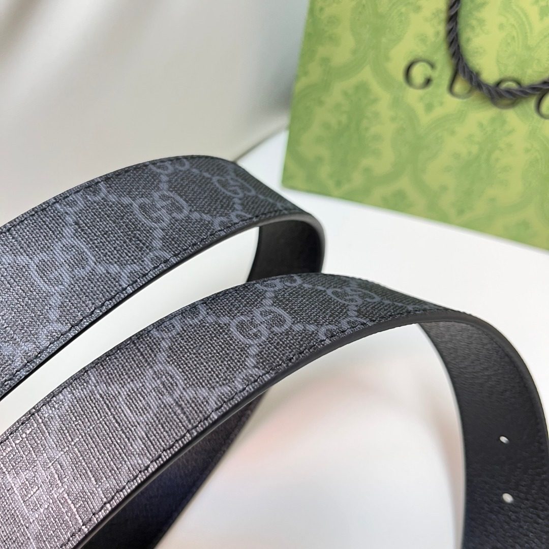 Gucci GG Monogram Canvas Leather Belt