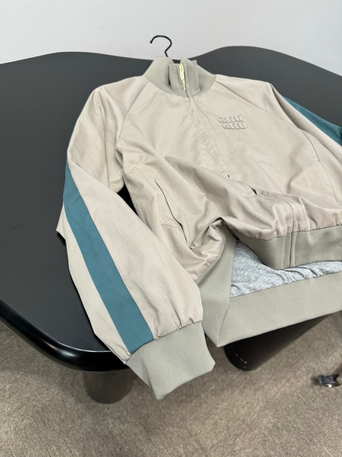 Colorblock Track Jacket with Teal Stripe