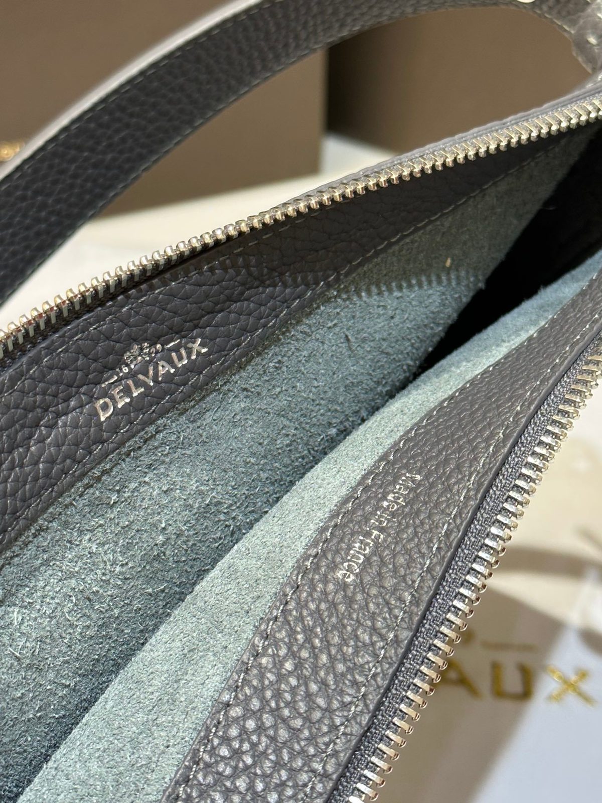 Delvaux Leather Shoulder Bag Gray