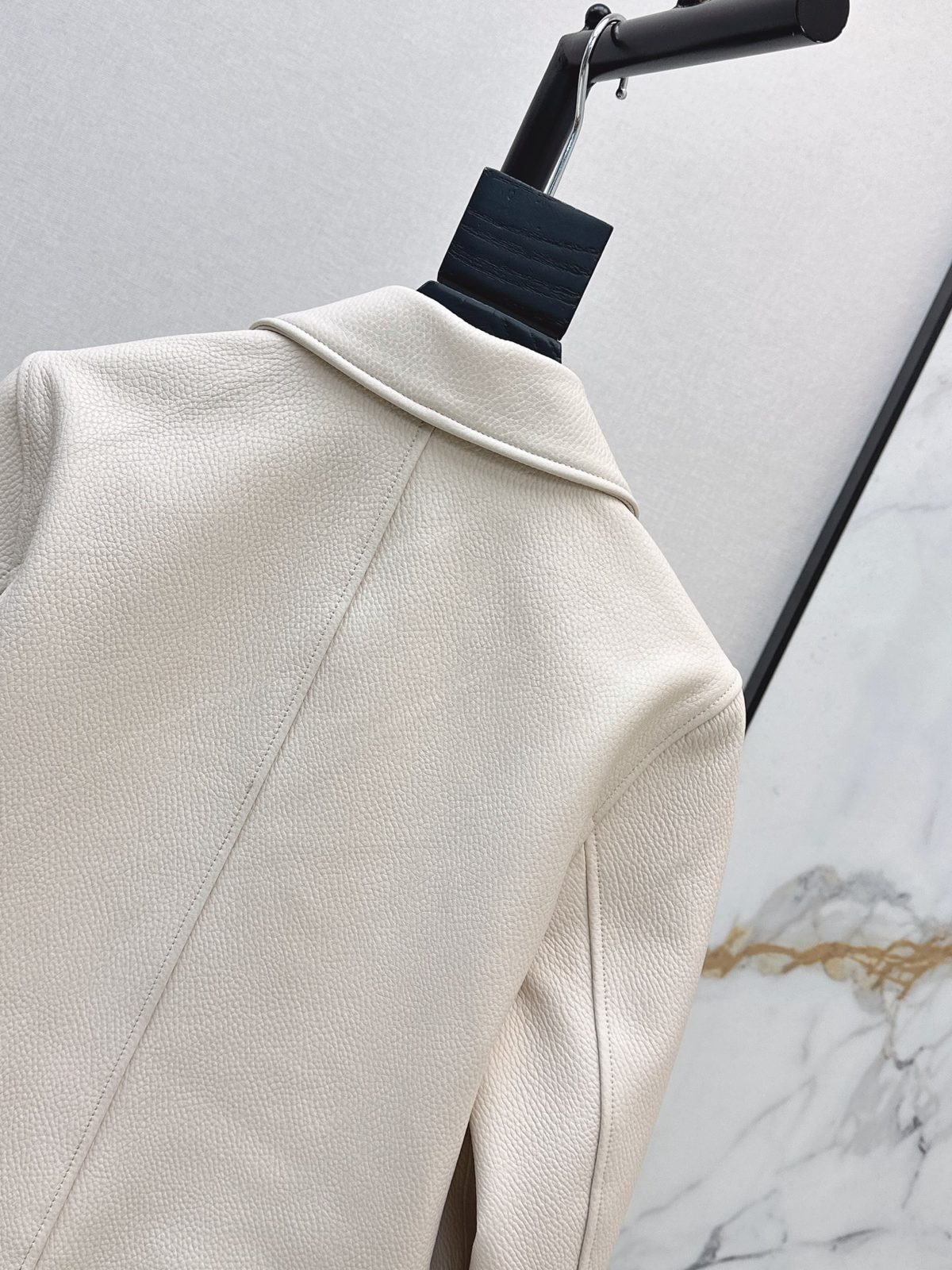 Minimalist Cream Wool Zip Jacket