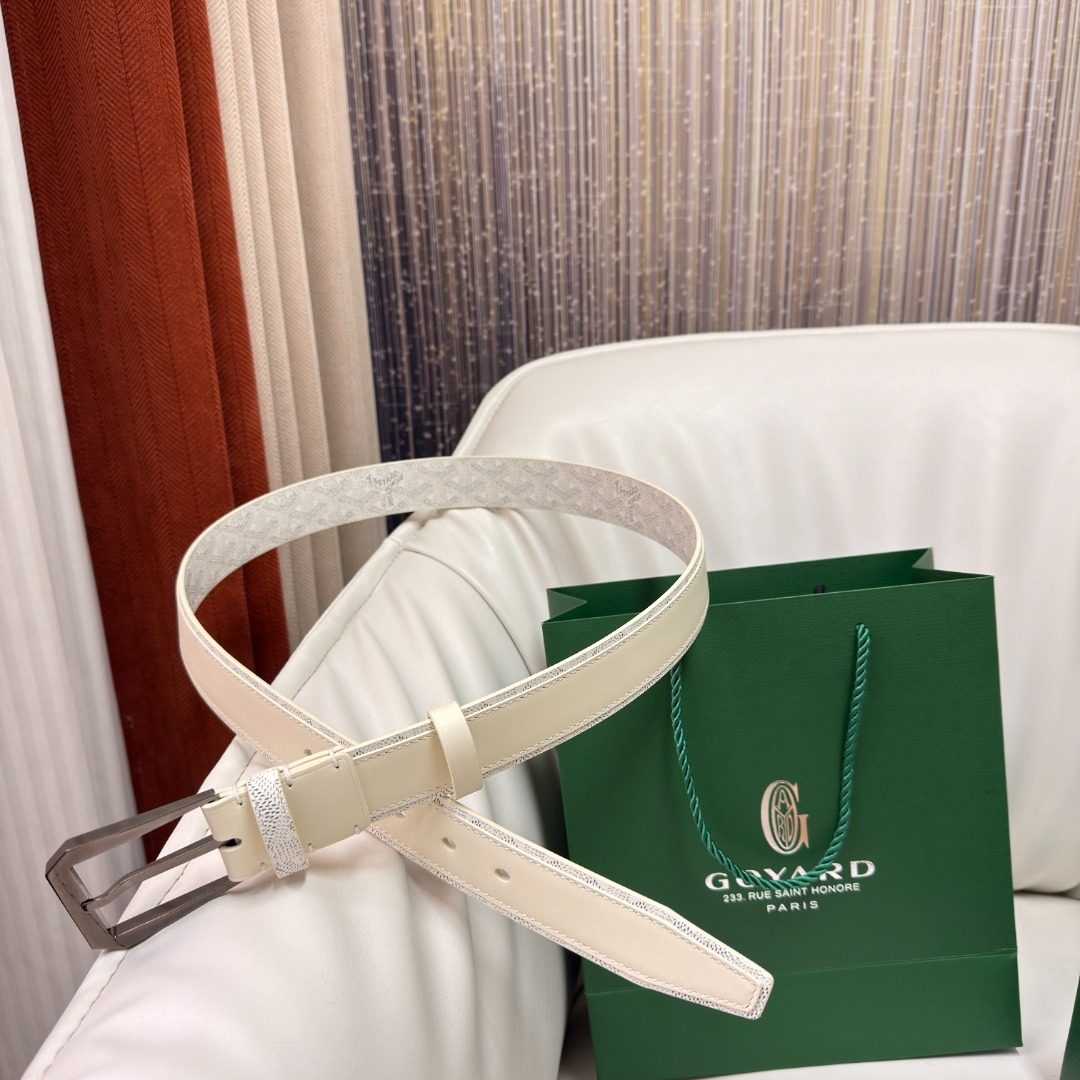 Goyard Leather Belt White