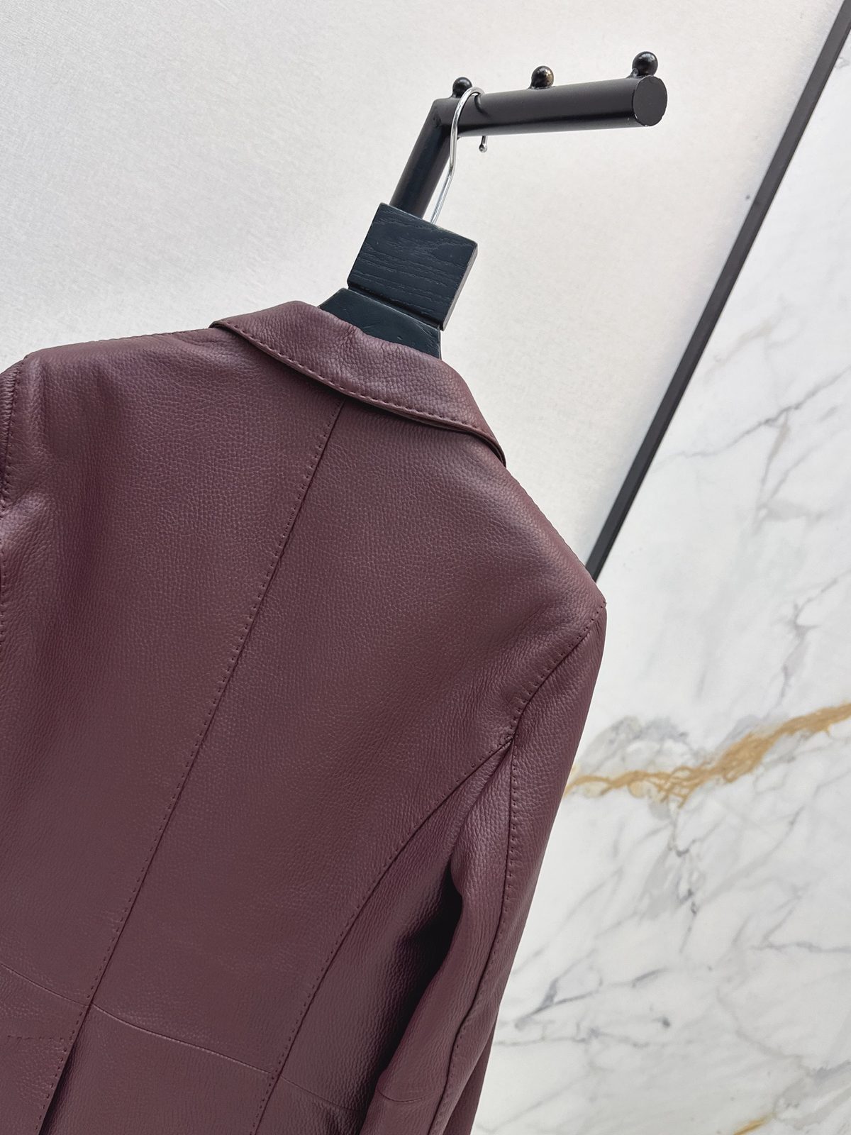 Burgundy Leather Blazer Jacket