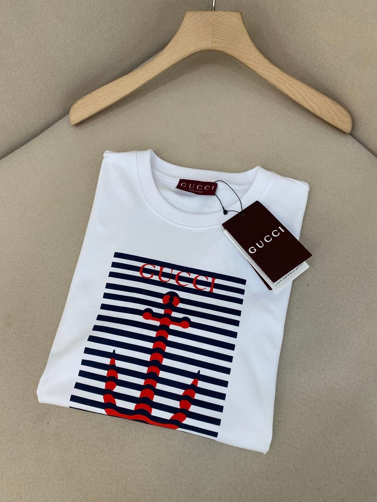 Gucci Striped Anchor Crewneck T-Shirt