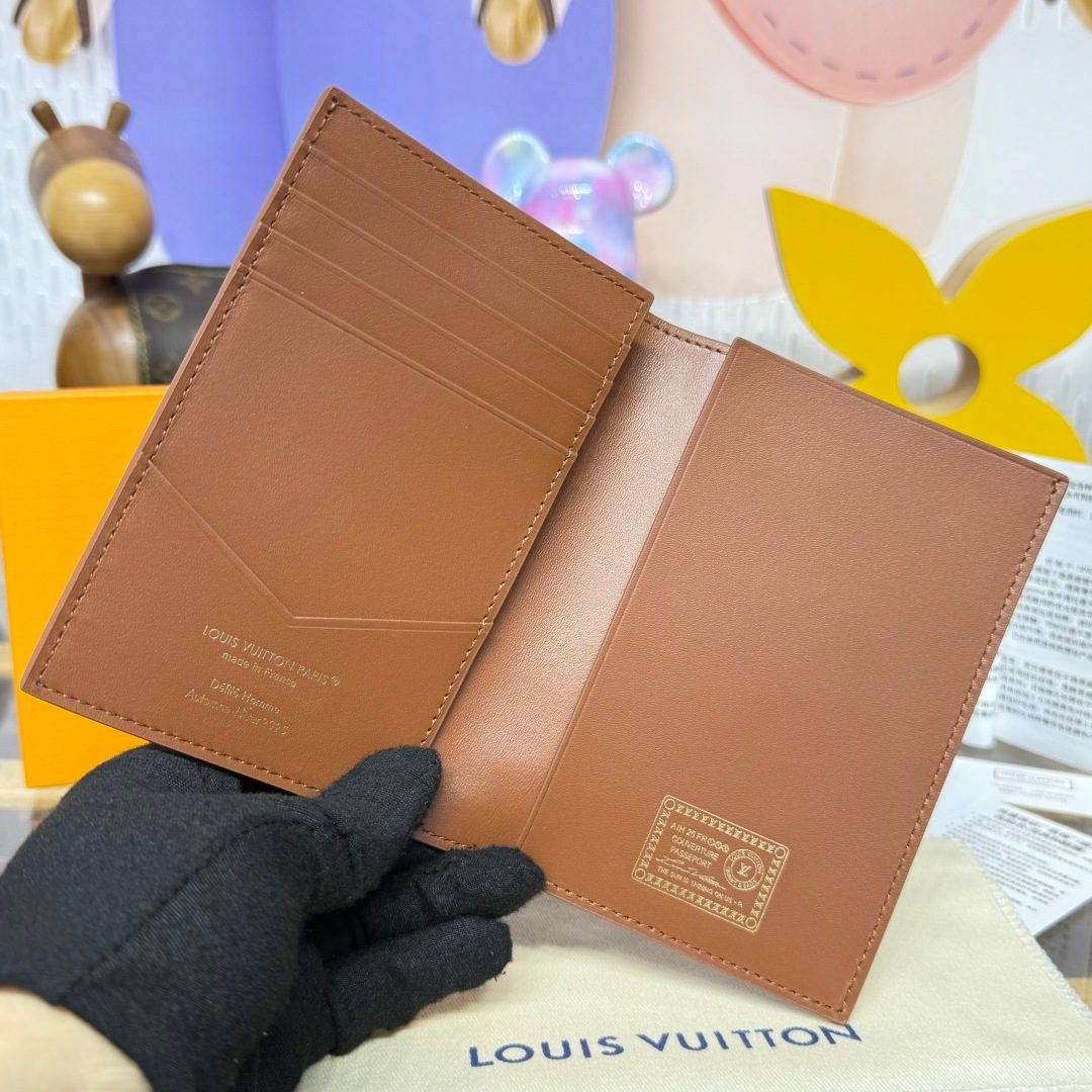 Louis Vuitton Passport Cover Wallet Tan Leather