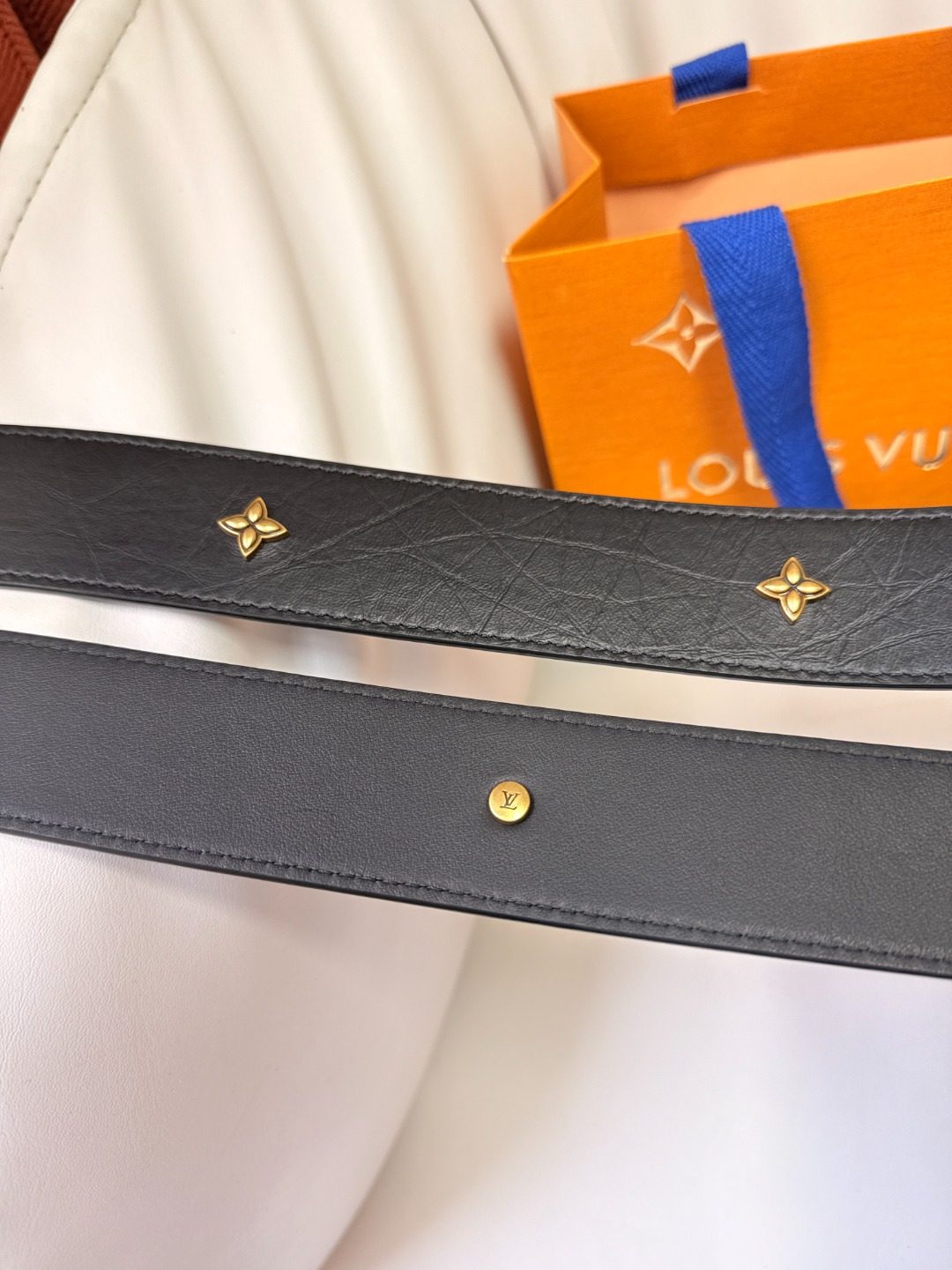 Louis Vuitton Monogram Flower Black Leather Belt