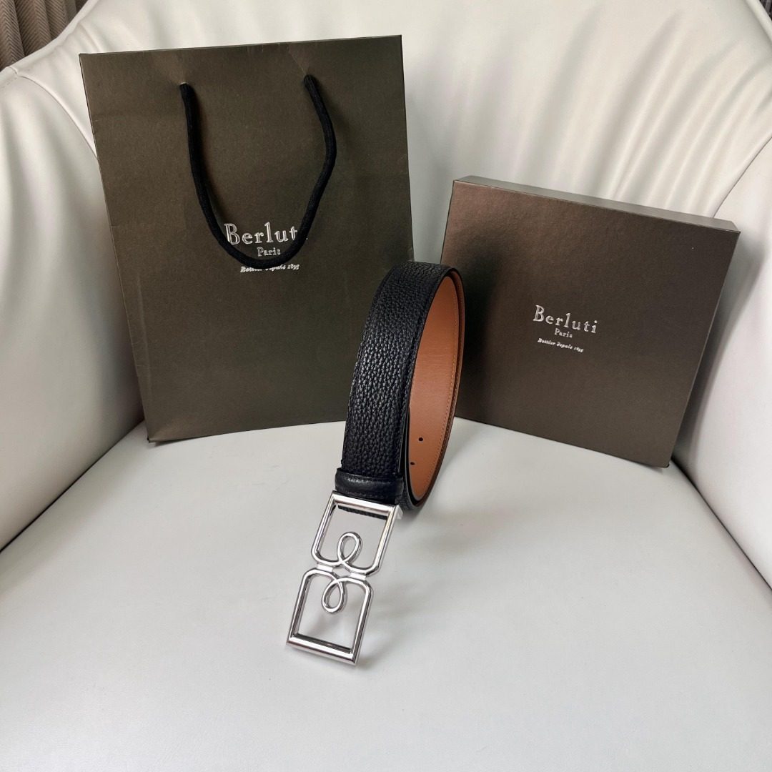Berluti Leather Belt with Buckle