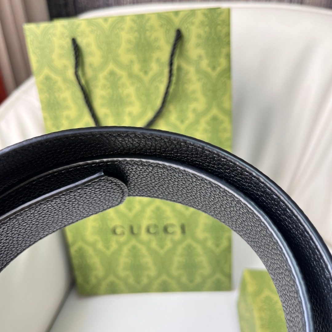 Gucci GG Marmont Black Leather Belt