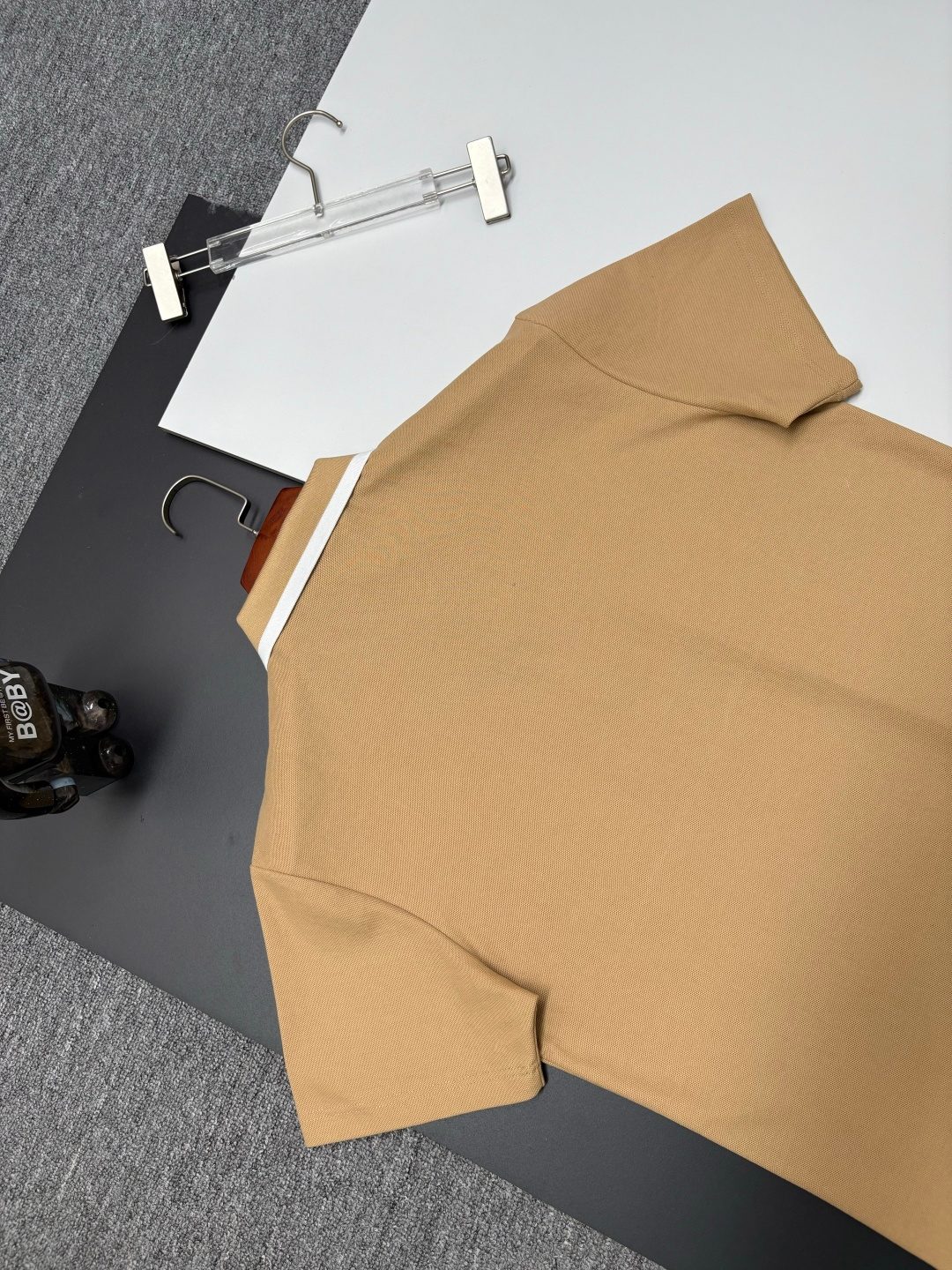 Men's Ribbed Cotton Polo Shirt Camel