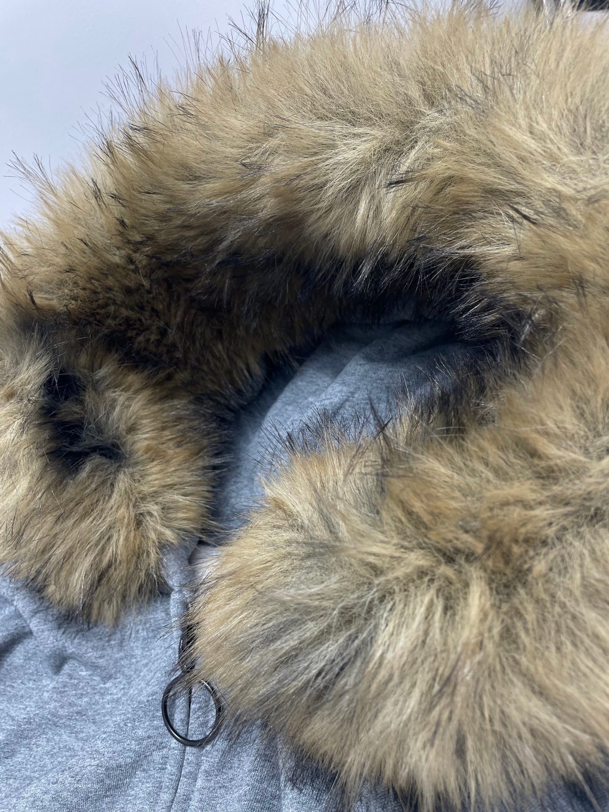 Balenciaga Luxury Fur-Trimmed Hoodie Gray