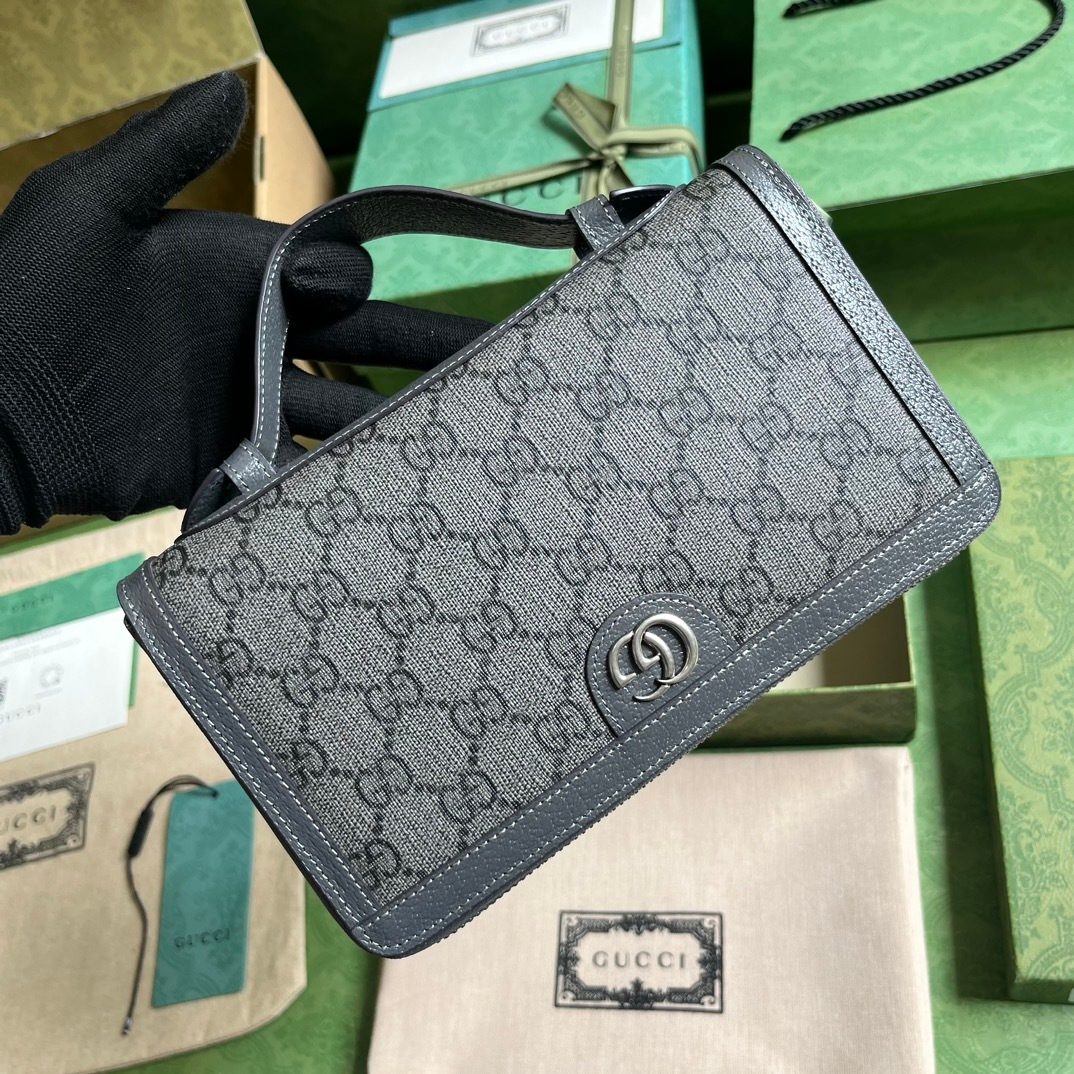 Gucci GG Canvas Leather Wallet with Strap