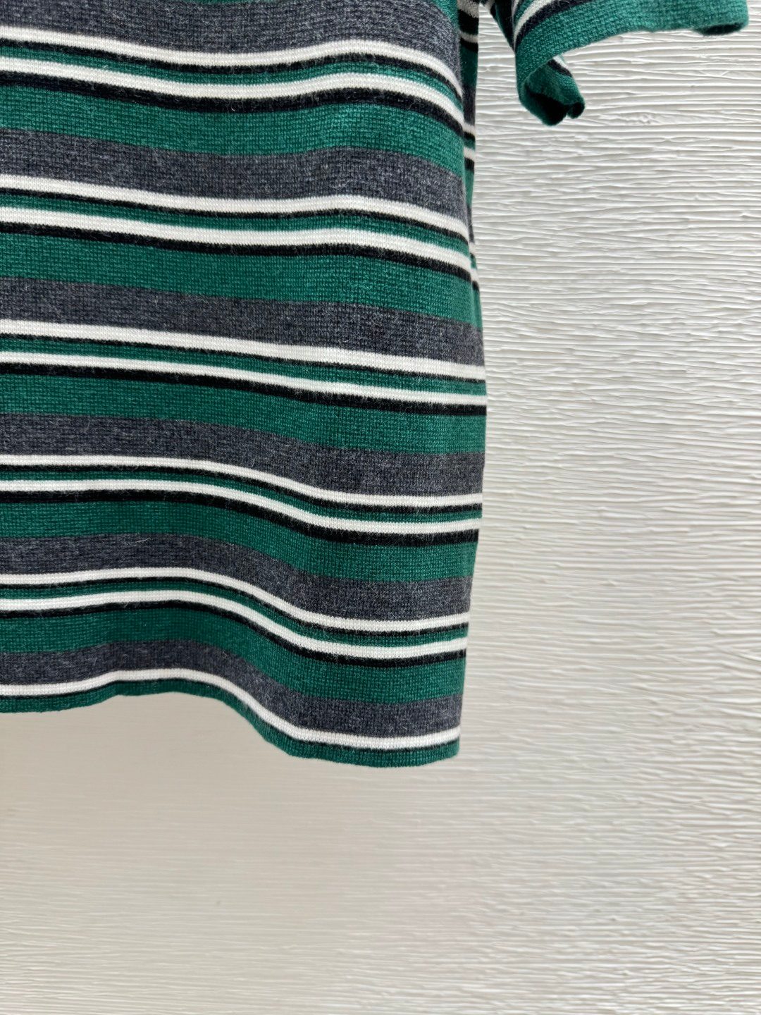 Striped Crewneck Sweater Green Gray White