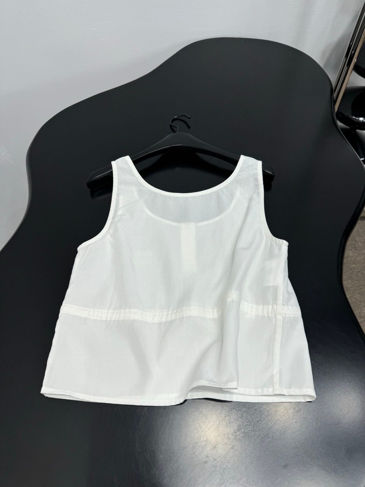 Embroidered Logo White Cotton Tank Top