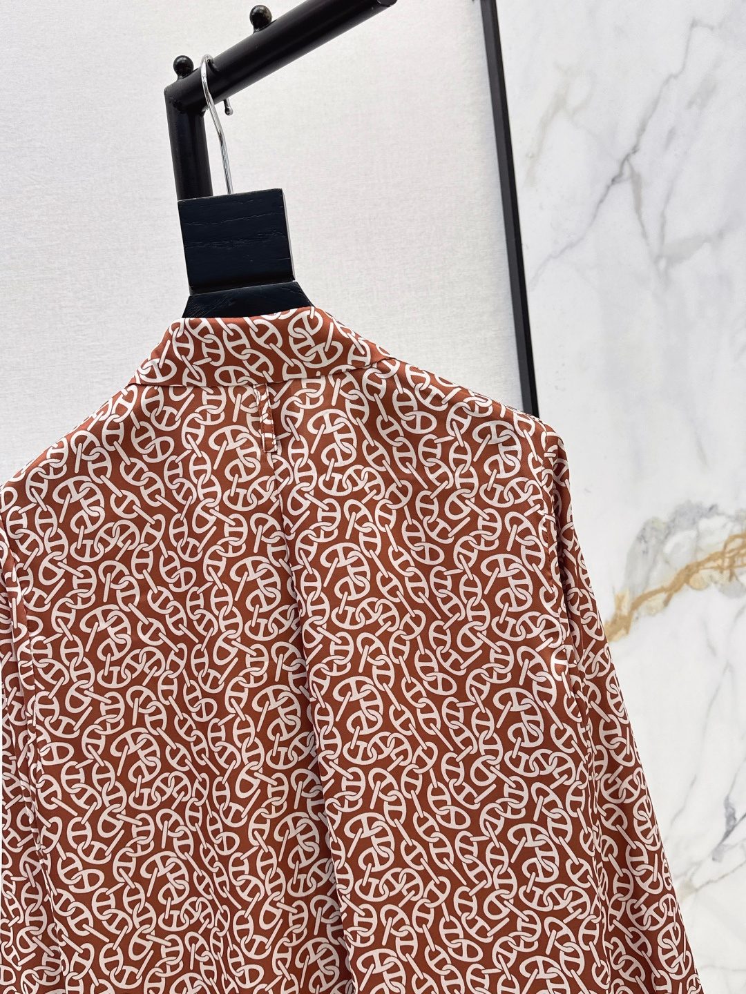 Monogram Silk Button-Up Shirt