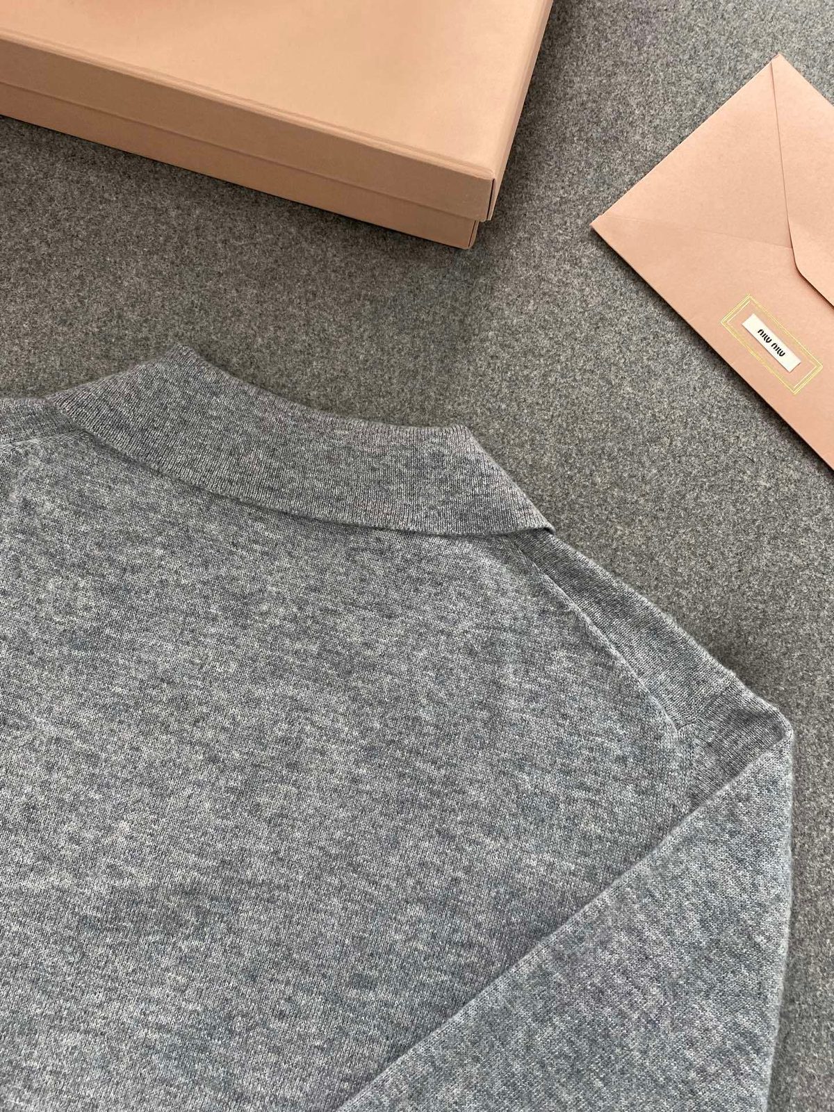 Miu Miu Grey Wool Polo Collar Sweater