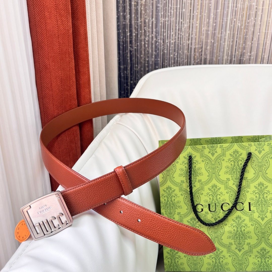Gucci Leather Belt with Square Buckle
