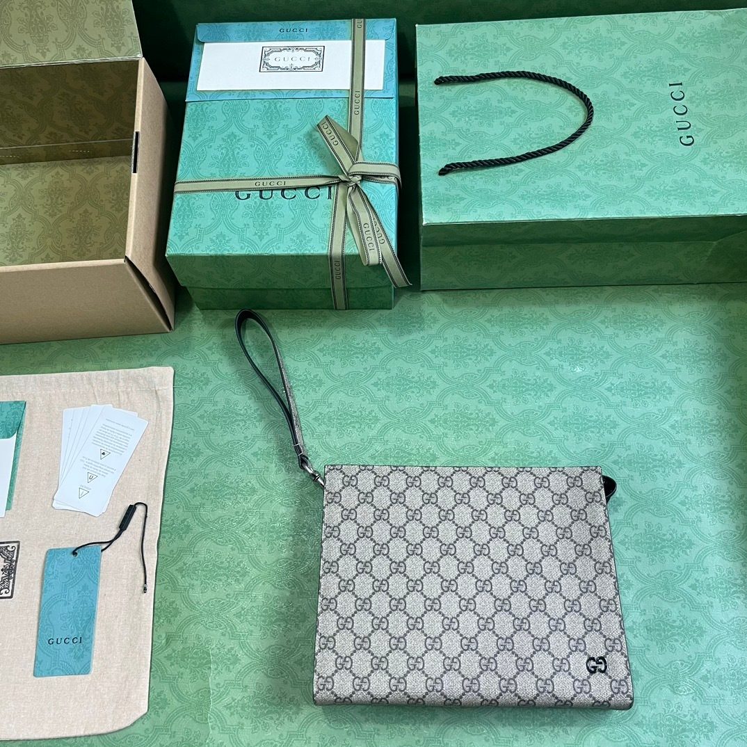 Gucci GG Supreme Canvas Wristlet Clutch