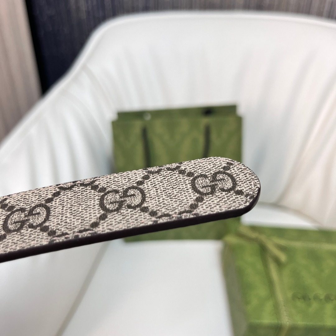 Gucci GG Monogram Canvas Belt with Pink Leather