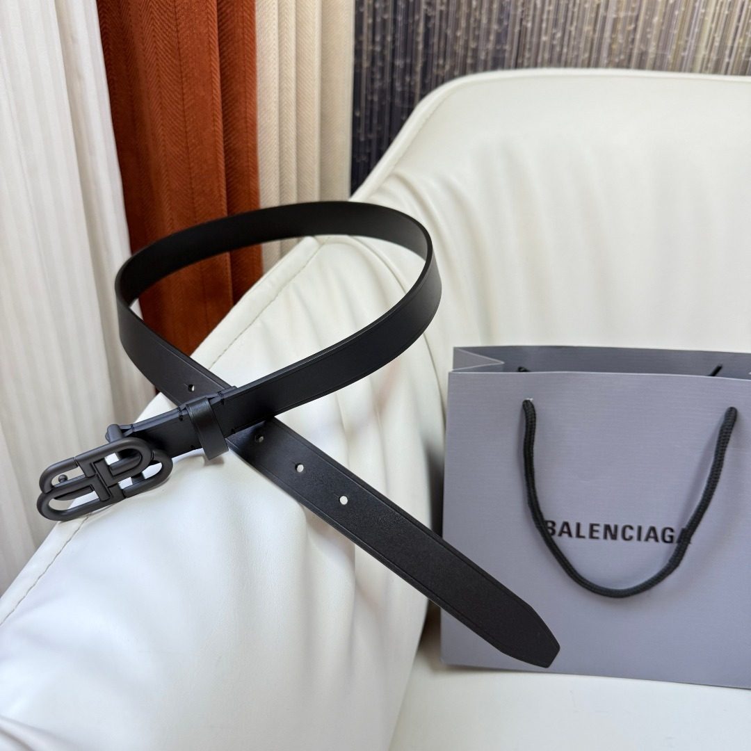 Balenciaga Black Leather BB Belt